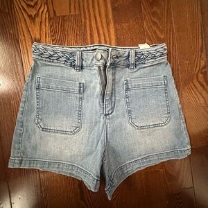 Dynamite Light Blue Jean Shorts with Braided Waistband